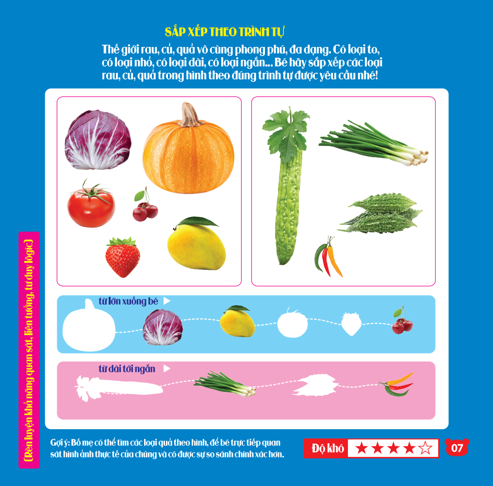 Rèn Luyện Phát Triển Trí Óc Cho Trẻ - Bóc Dán Hình Thông Minh IQ-EQ-CQ - Rau, Củ, Quả