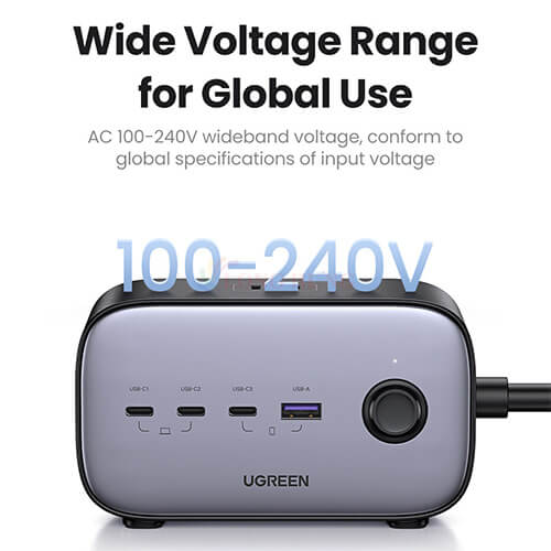 Sạc đa cổng Ugreen Diginest Pro 3AC 1USB 3Type-C 100W QC 4+ PD 3.0 CD270 - Hàng chính hãng