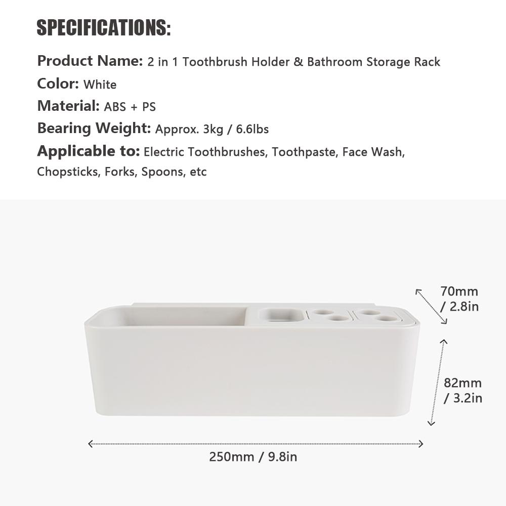 Giá đỡ bàn chải đánh răng, có rãnh thoát nước, có mặt dính phía sau siêu tiện lợi