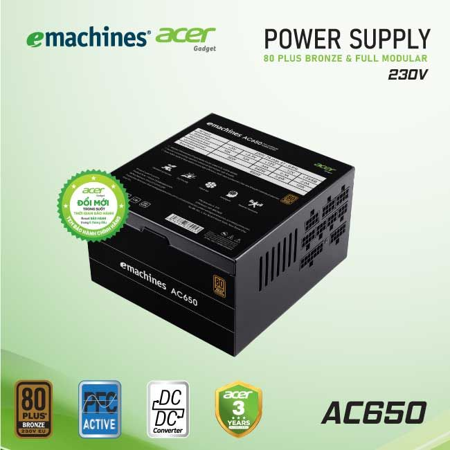 Nguồn Máy Tính Acer AC650 230V Bronze Full Modular – Hàng Chính Hãng