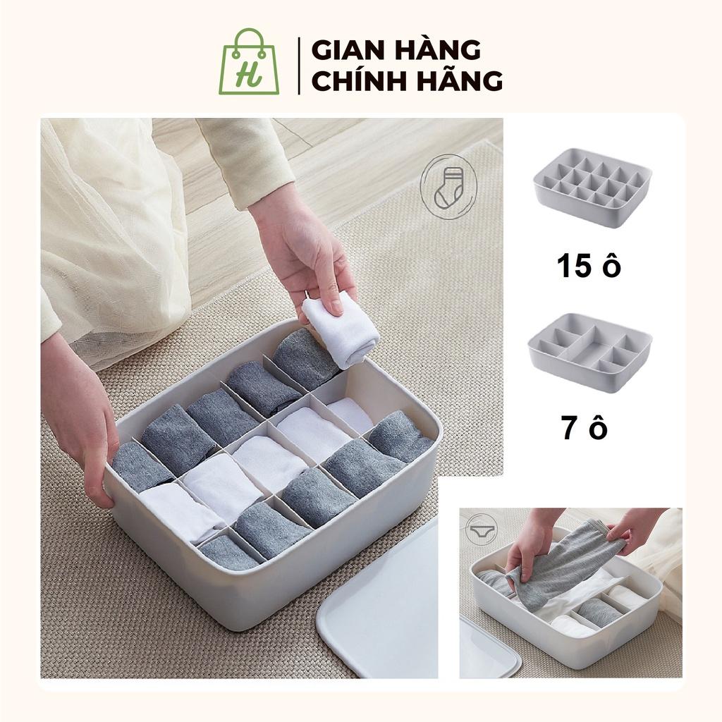 Hộp nhựa vuông nhiều ngăn đựng tất và đồ lót gọn gàng Nhựa PP dày bền Plastic Underwear Scarves Socks Bra Organizer
