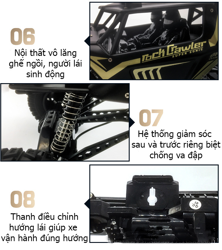 Xe ô tô địa hình điều khiển từ xa KAVY 609 tỷ lệ 1:8 kích cỡ siêu khủng bằng hợp kim có đèn tốc độ cao tần số 2.4 GHz