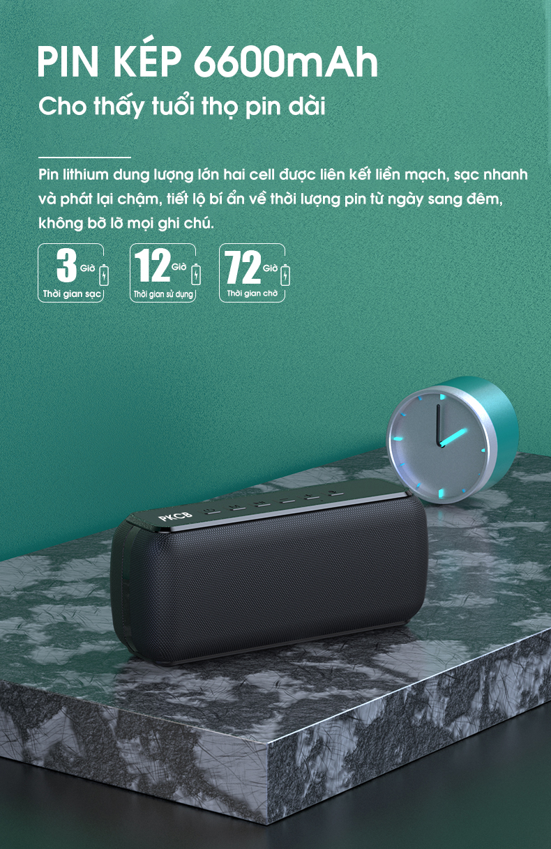 Loa di động bluetooth phiên bản quốc tế công suất lớn 60W, loa kép khuếch đại âm thanh vượt trội PKCB PF1007 92 - Hàng chính hãng