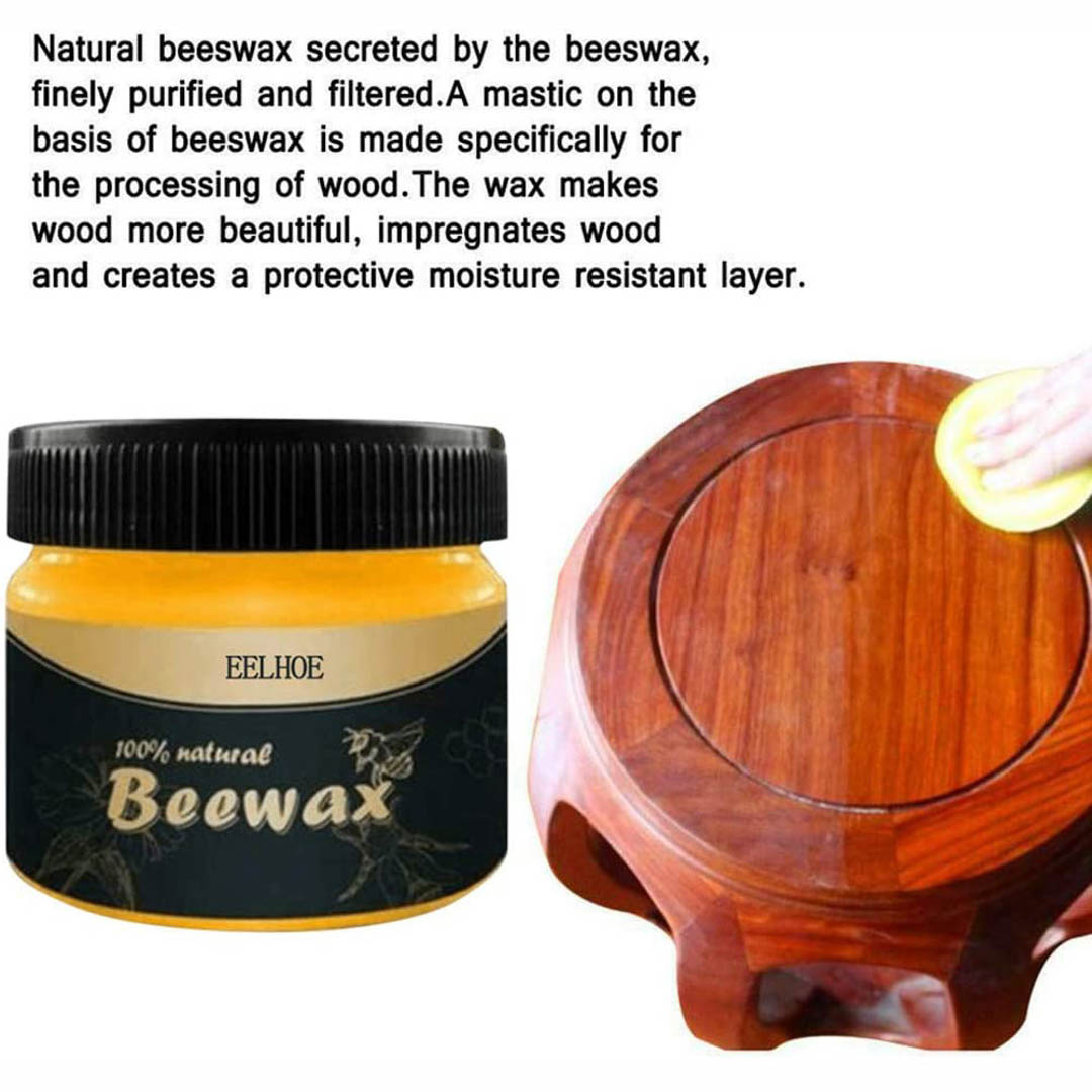 Sáp ong Beewax vệ sinh đánh bóng đồ gỗ nội thất chống thấm thành phần tự nhiên 103gr tặng kèm 2 khăn vải