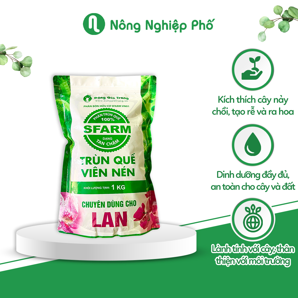 Phân trùn quế SFARM viên nén chuyên dùng cho lan túi 1kg