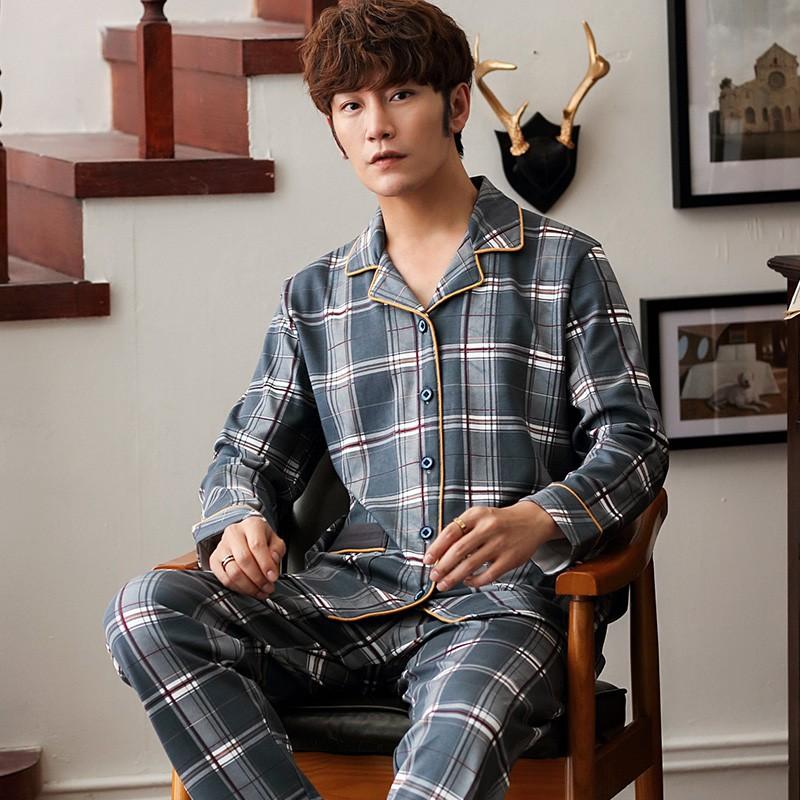 Đồ bộ Pijama nam dài tay cotton 100% thoáng khí, họa tiết caro cùng tông màu trầm rất nam tính, khỏe khoắn