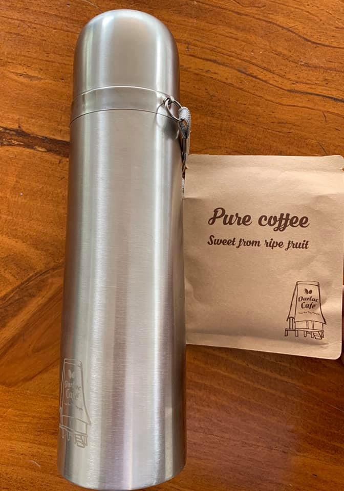 Combo 4 hộp Cà phê túi lọc hiệu Darlac Café Hộp 150g (10 túi ) - Tặng bình giữ nhiệt và ly thủy tinh cao cấp