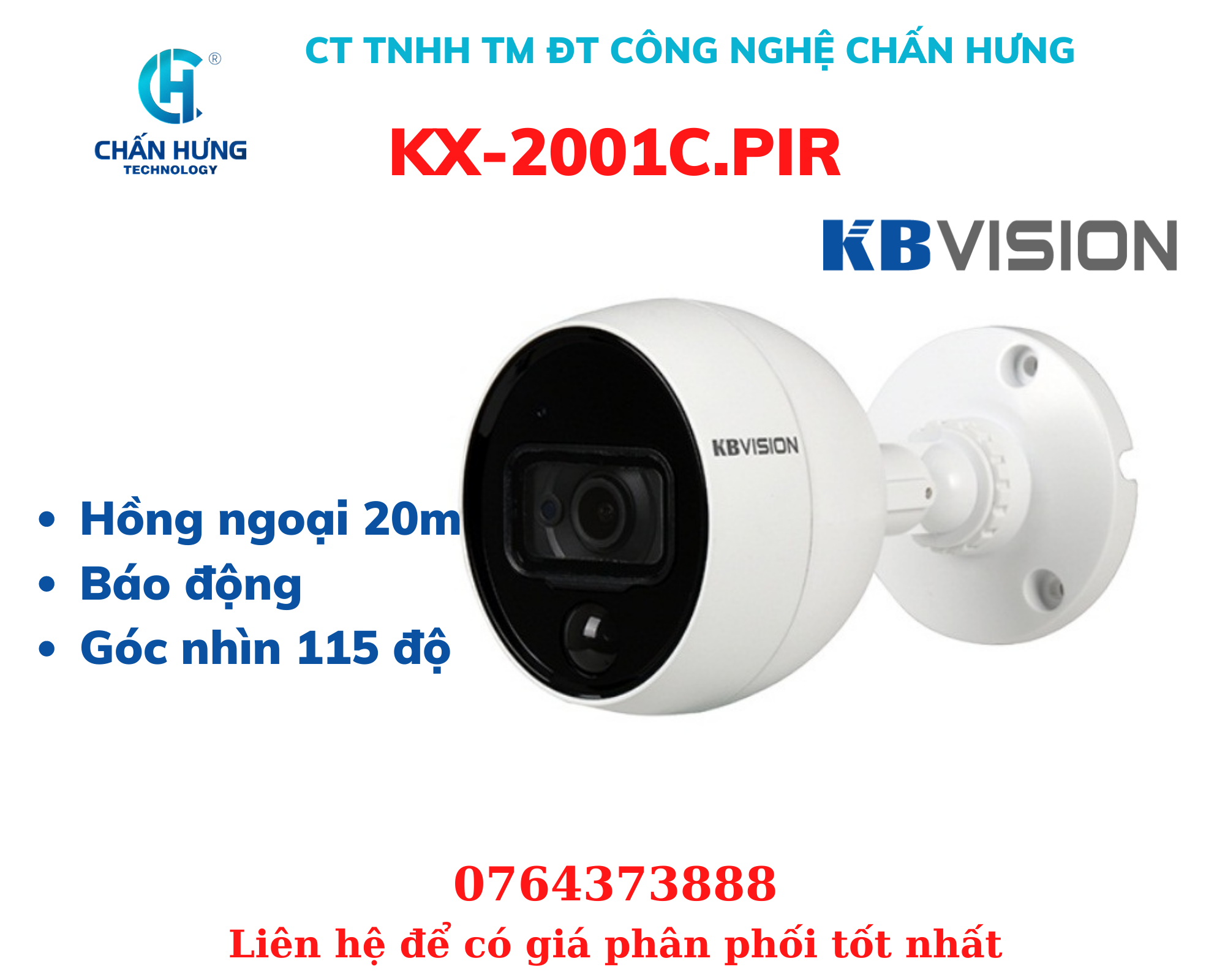 Camera KBVISION KX-C2001C.PIR - Hàng Chính Hãng