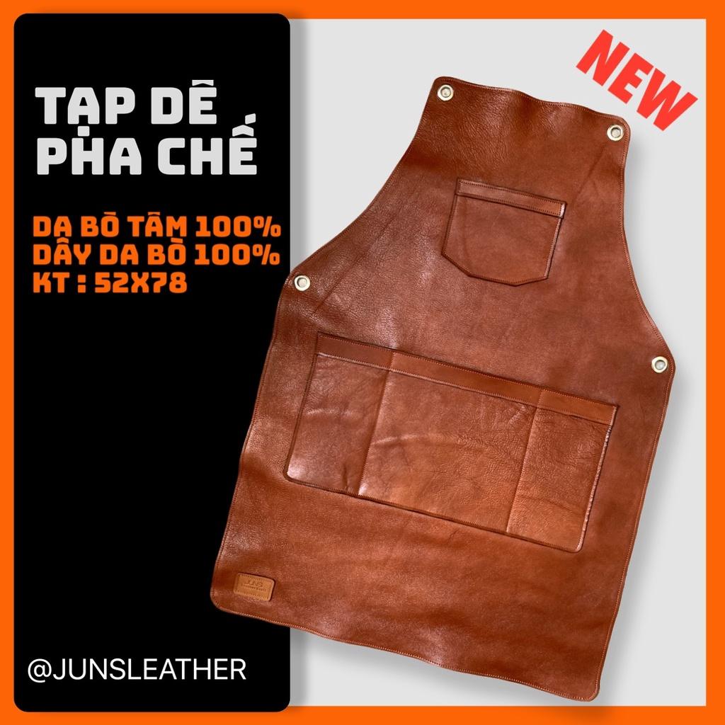 TẠP DỀ PHA CHẾ TẠP DỀ DA BÒ CAO CẤP của Junsleather dành cho Barista và Bartender Cam kết da thật 100 - DÂY CHÉO