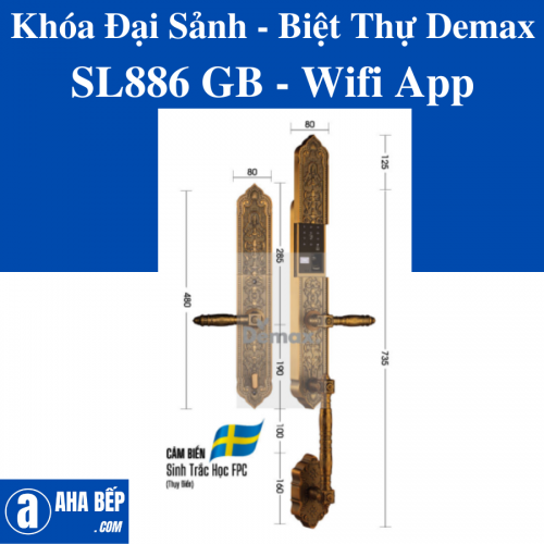 KHÓA ĐẠI SẢNH - BIỆT THỰ DEMAX SL886 GB - WIFI APP - HÀNG CHÍNH HÃNG