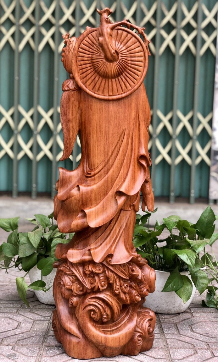 Tượng đạt ma sư tổ bằng gỗ hương đá liền khối kt cao 80cm