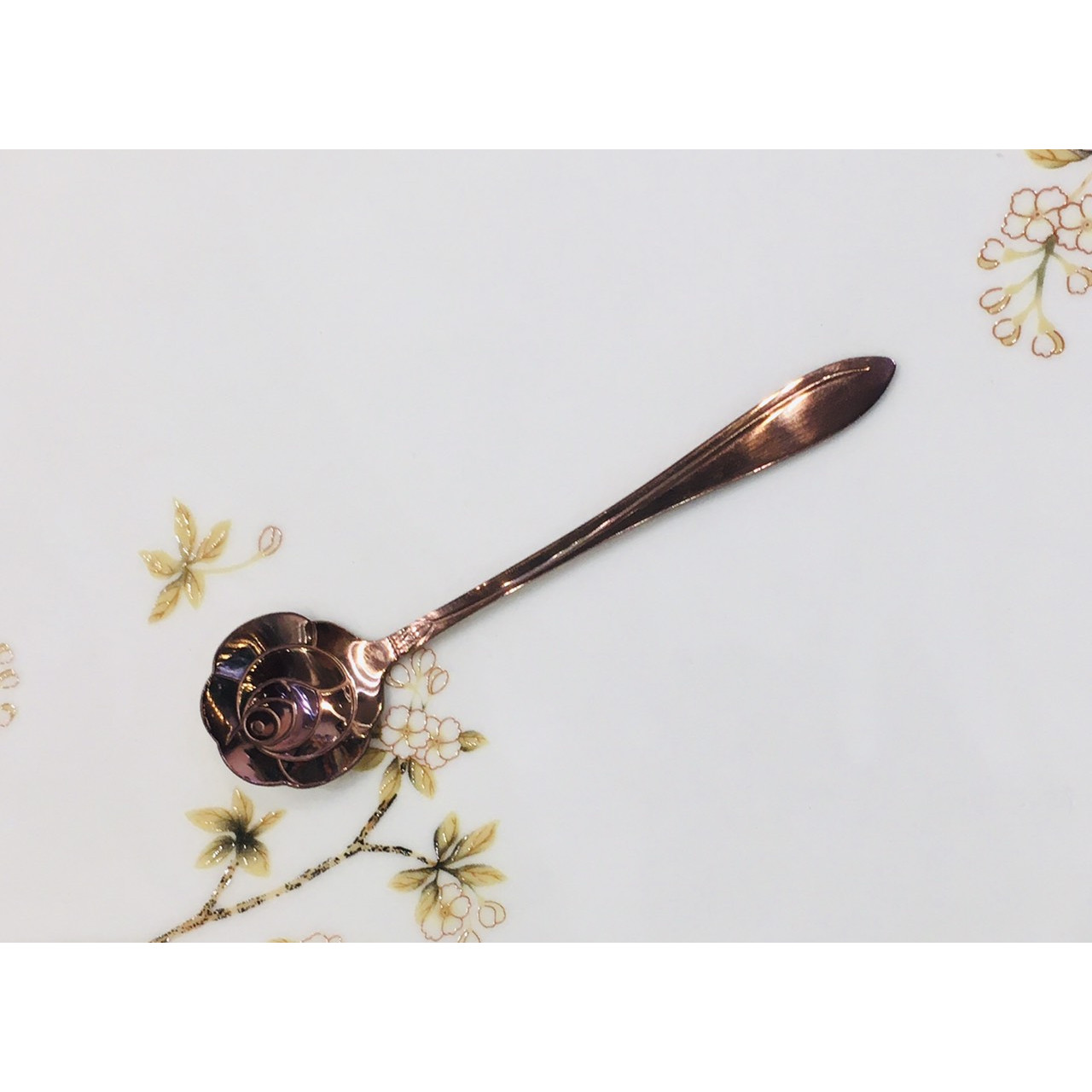 Thìa café phong cách vintage hoa hồng màu vàng hồng ROSE 6176HVN