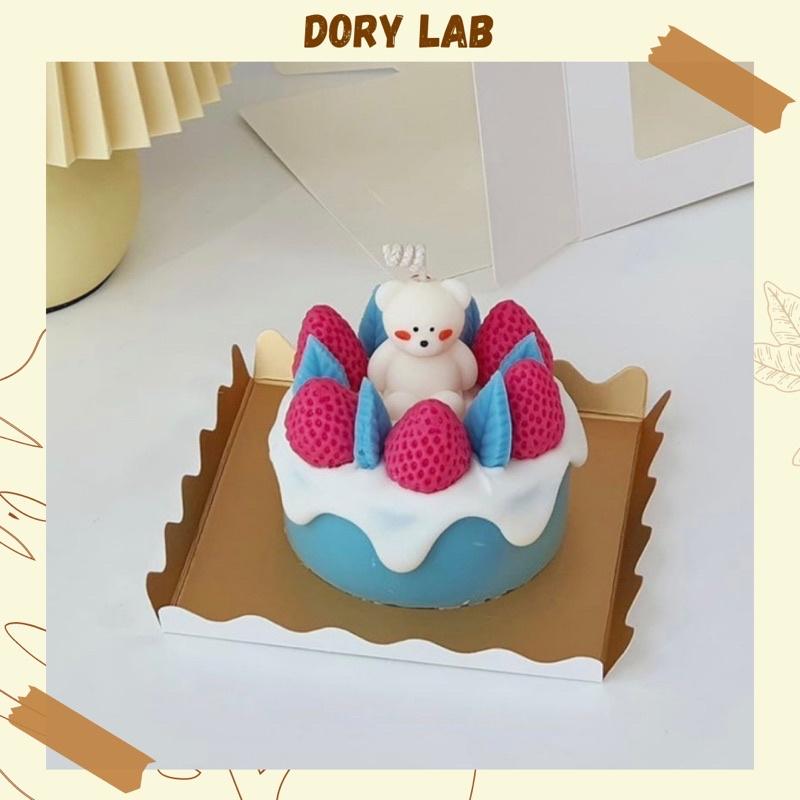 Nến Thơm Bánh Kem Handmade Gấu Con Dâu Tây, Quà Tặng Sinh Nhật - Dory Lab