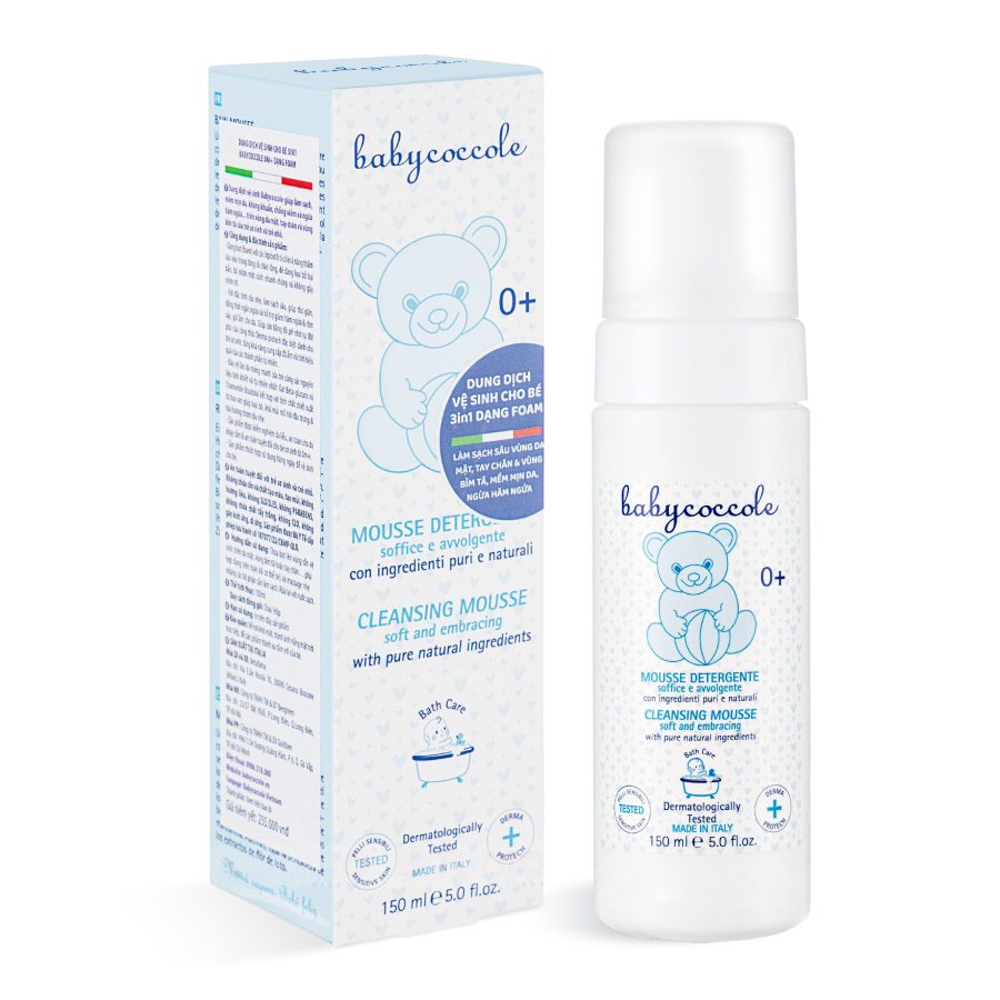 Dung dịch làm sạch cho bé 3in1 dạng bọt Babycoccole 0M+ - 150ml