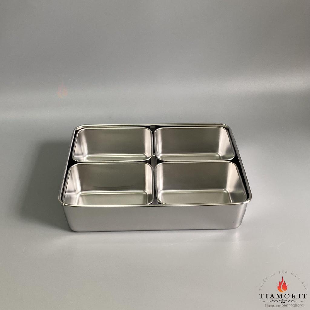 [Ảnh thật] Khay gia vị 4 ngăn Inox 201