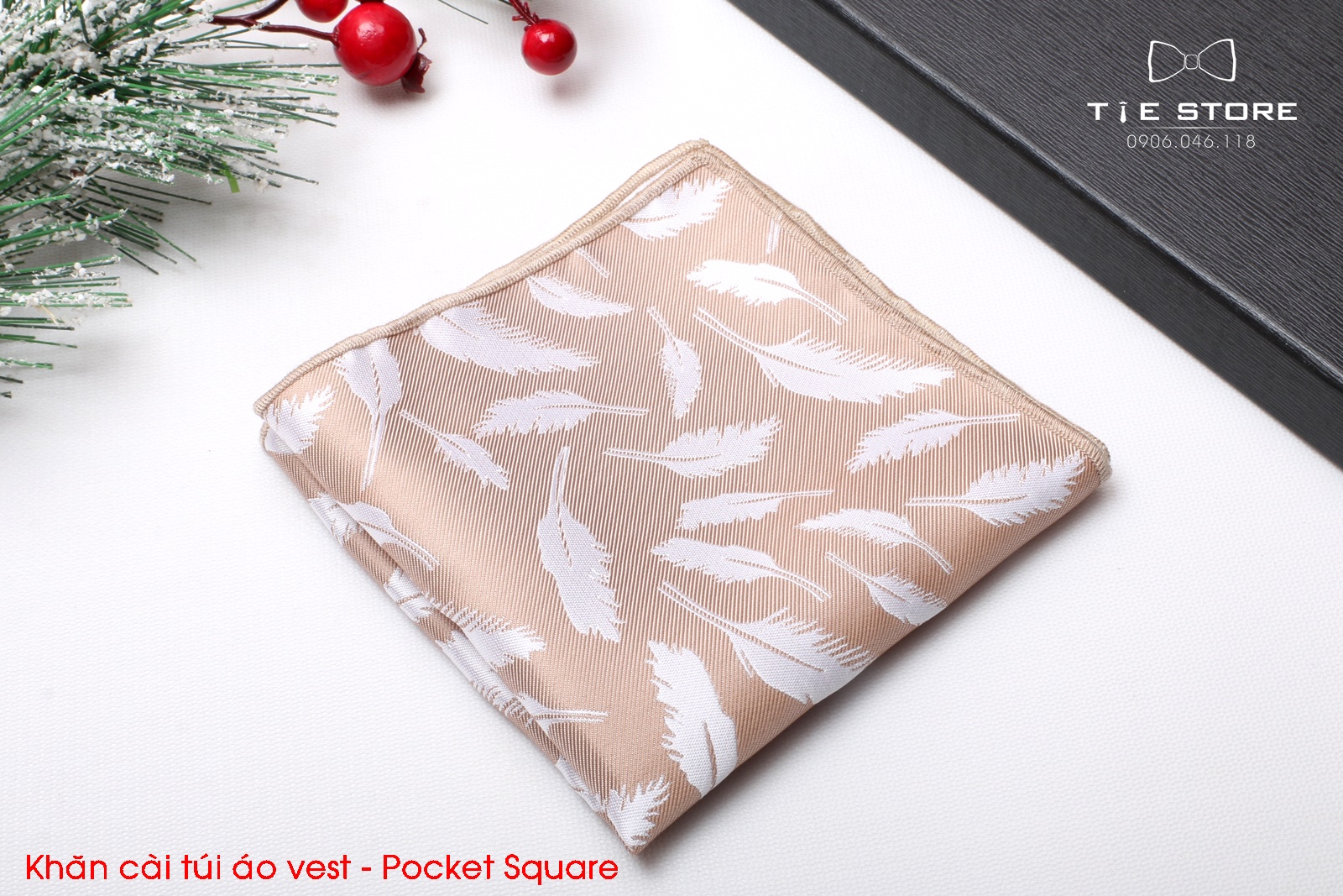 Khăn Cài Túi Áo Vest - Pocket Square - Phụ Kiện Cài Áo kem họa tiết