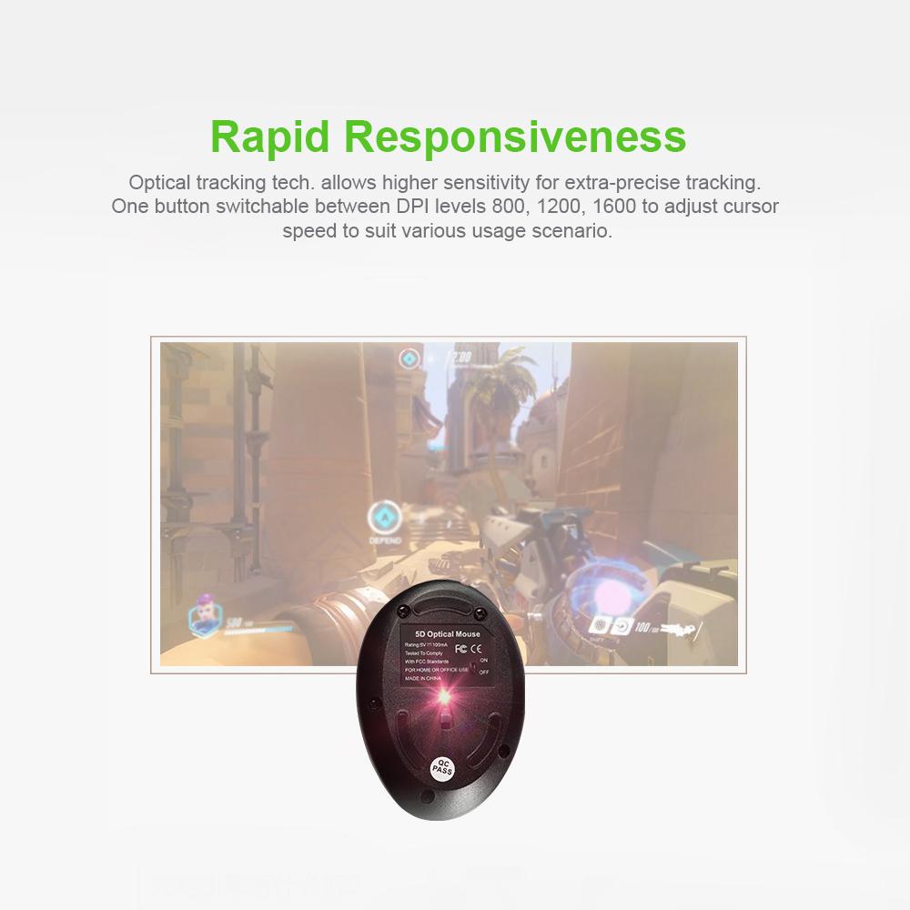 Chuột quang học không dây có thể sạc lại Pin tích hợp công tắc DPI cho máy tính xách tay PC -