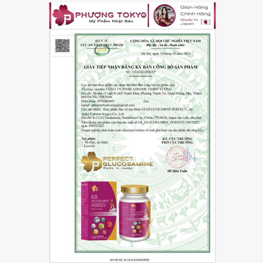 XƯƠNG KHỚP GS GLUCOSAMINE PERFECT NHẬT BẢN