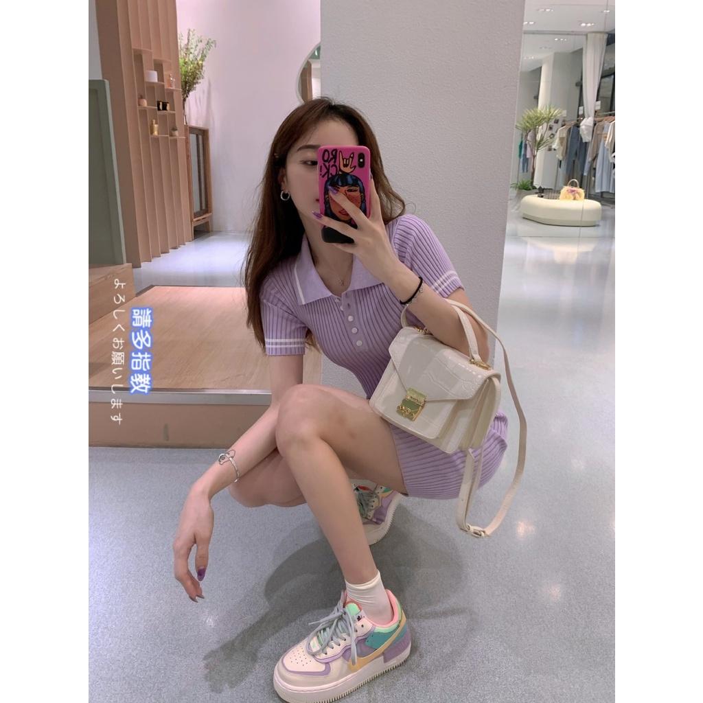 MS564 Váy đầm polo len nữ viền màu dáng ôm