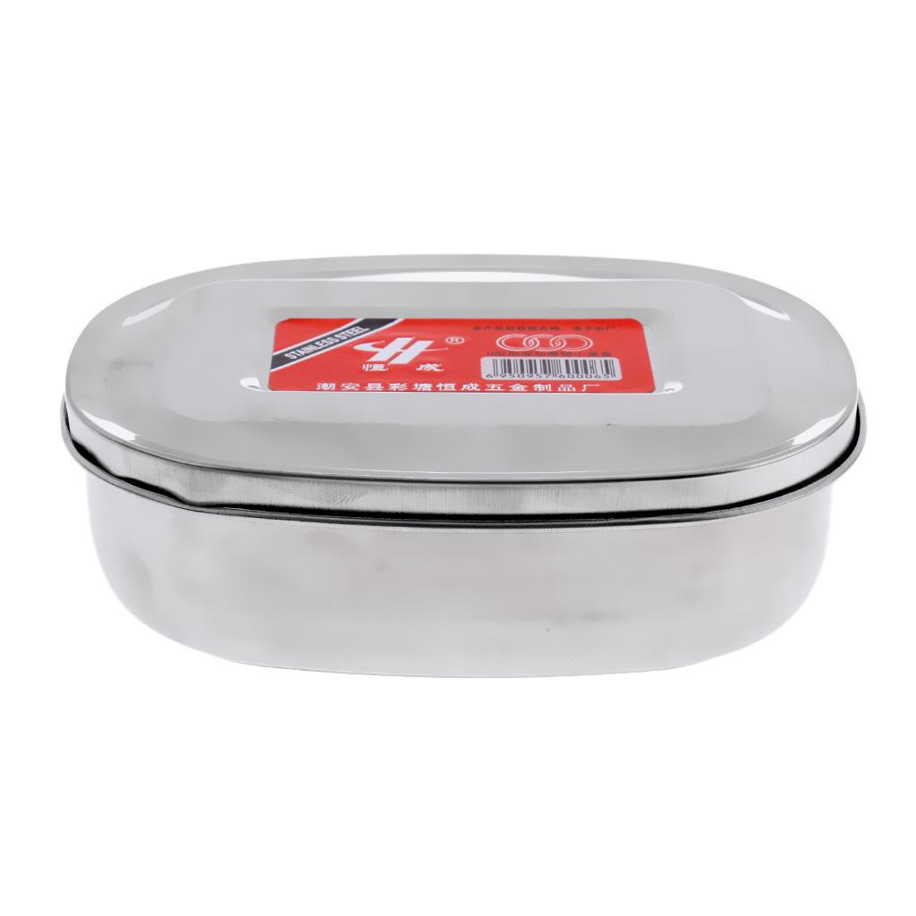 Stainless Steel Oval Bento Lunch Box School Camping Food Storage Container S