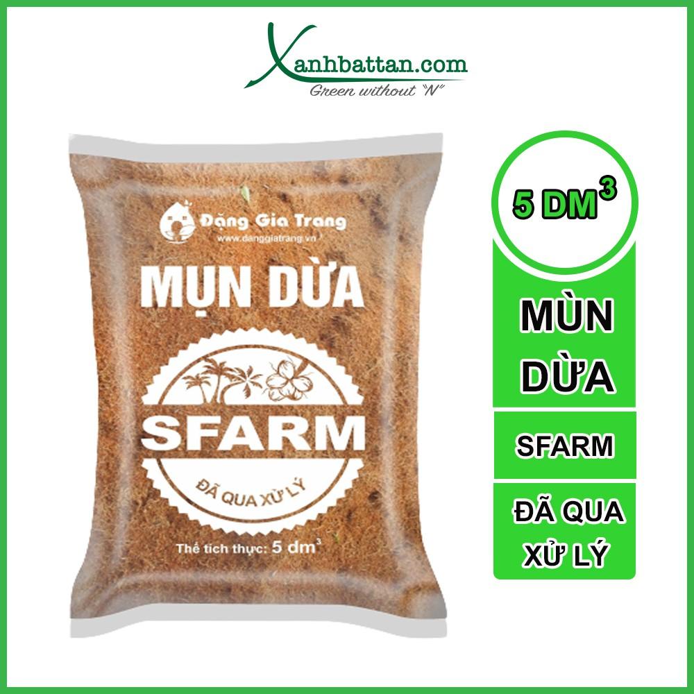 Mùn Xơ Dừa (Mụn Dừa) Đã Qua Xử Lý Sfarm Giá Thể Trồng Cây, Giá Thể Trồng Rau, Ươm Hạt Giống Túi 5 dm3