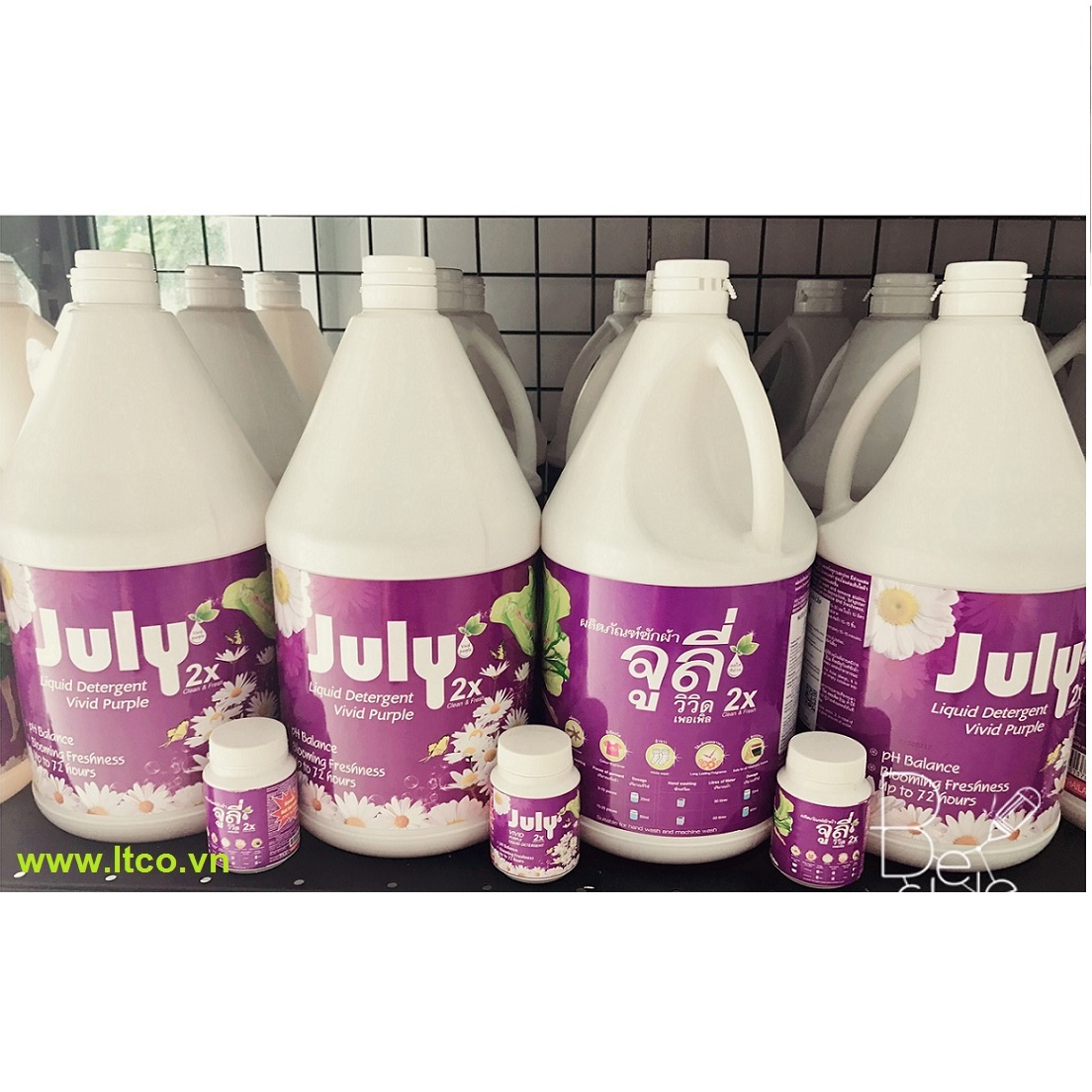 Combo 01 nước giặt xả Thái Lan July 2X Vivid Purple 3500ml + 01 gói tẩy lồng máy giặt Hàn Quốc 450g