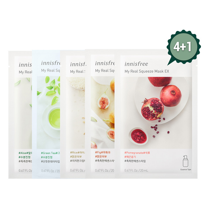 Bộ mặt nạ 4+1 dành cho mọi loại da innisfree Real Squeeze Mask - 278002264