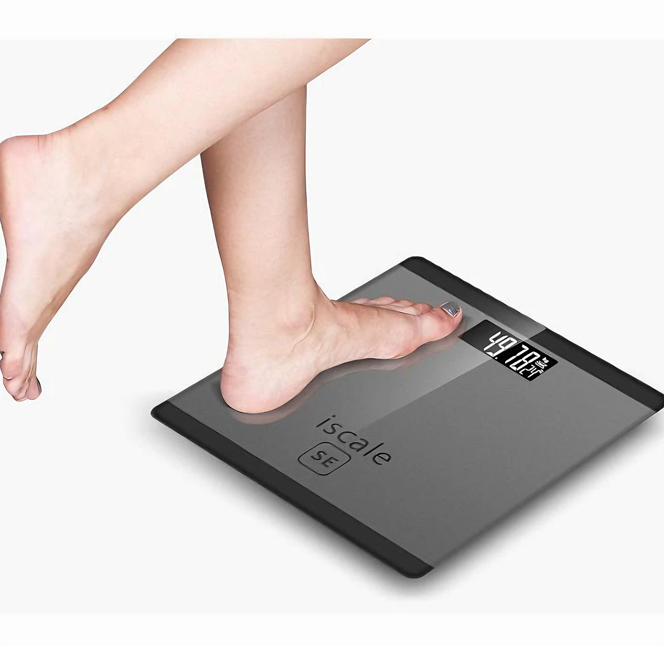 Cân sức khỏe điện tử vuông ISCALE mặt kính cường lực, kiểu dáng iphone cao cấp tặng kèm 2 pin AAA 180kg - Hàng chính hãng