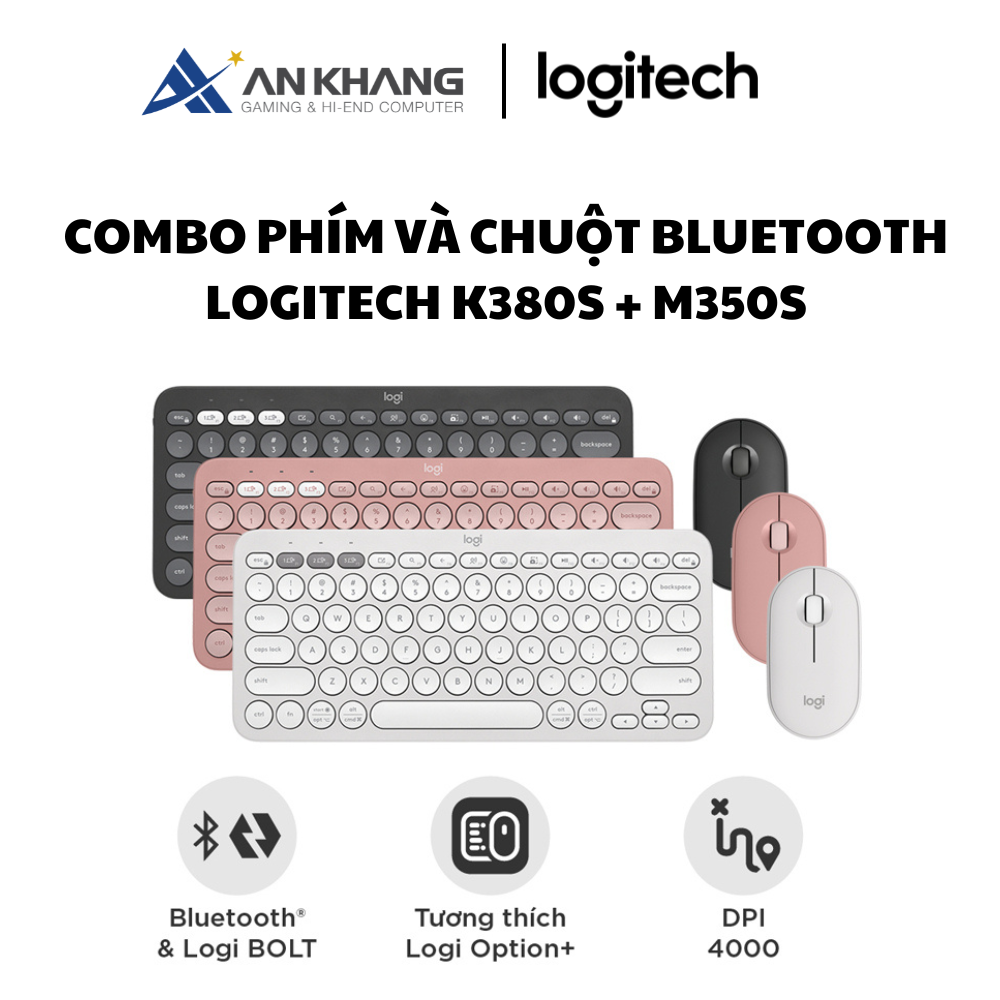 Combo Bàn phím và chuột Bluetooth Logitech K380s + M350s - Easy-Switch, Slient - Hàng Chính Hãng - Bảo Hành 12 Tháng