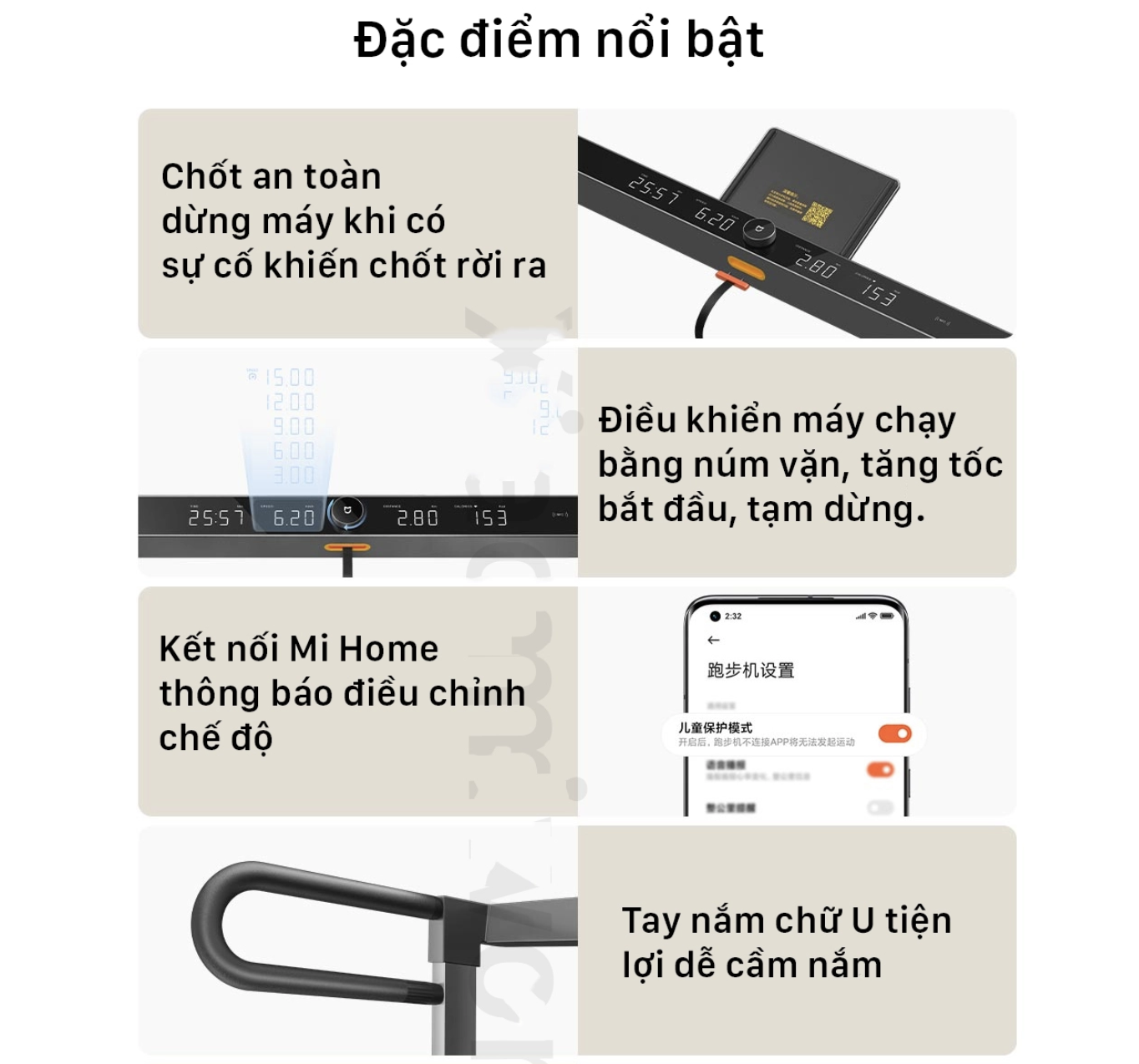 Máy Chạy Bộ Xiaomi Mijia Gen 2 Kết Nối App Tốc Độ Tối Đa 15km/h Công Suất 750 W - Hàng Nhập Khẩu