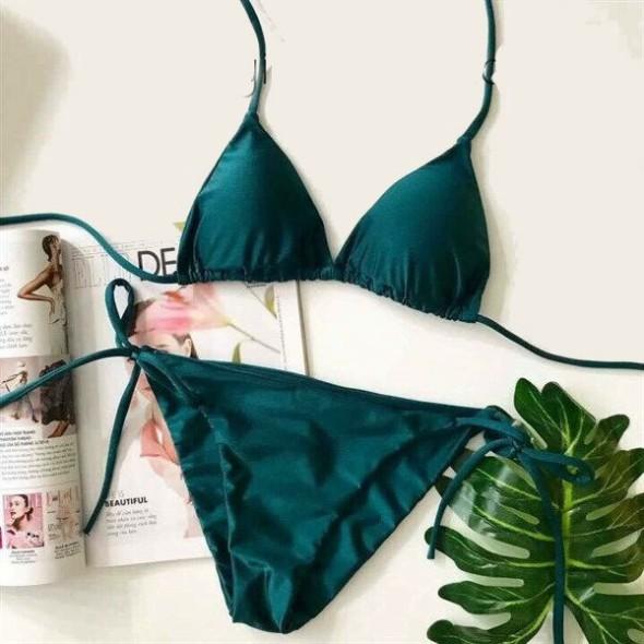 freeship Bikini hai mảnh đẹp sexy xanh cổ vịt sexy ( Đảm bảo 100% như hình)