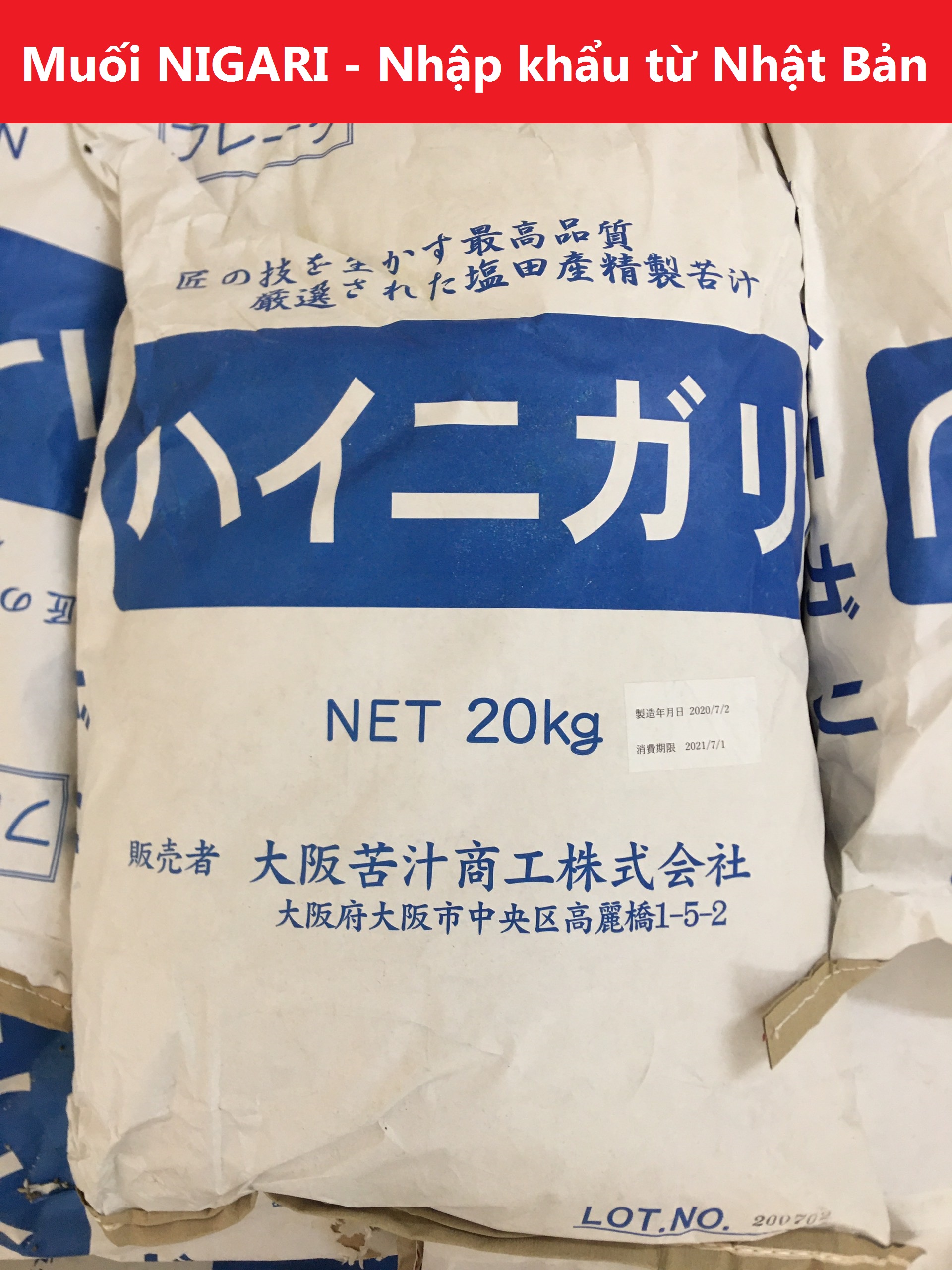 Muối NIGARI Nhật Bản bao 20kg làm đậu hũ nhanh đông ngon béo