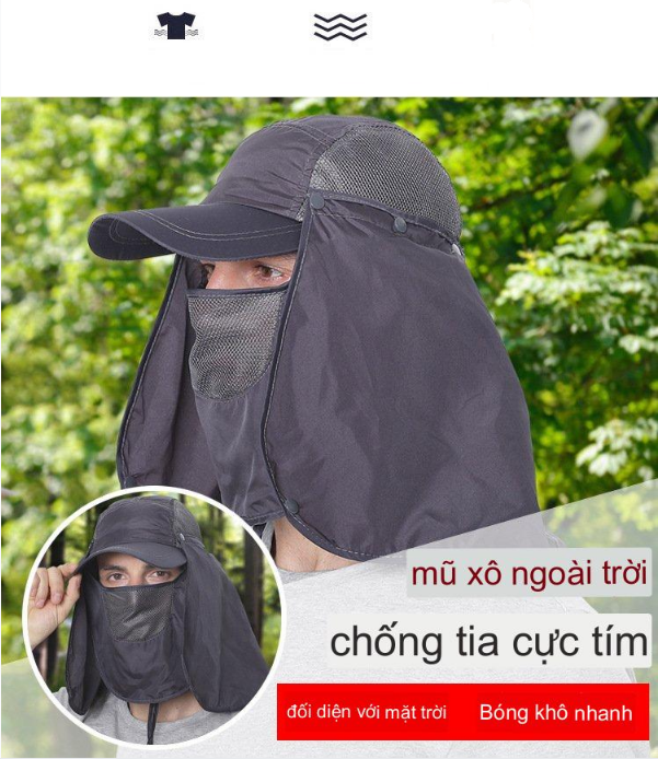 Nón lưỡi trai Chống Nắng chống côn trùng UPF 50+ CAP ACG SS17 cao cấp (Xám Đen) - Skylife