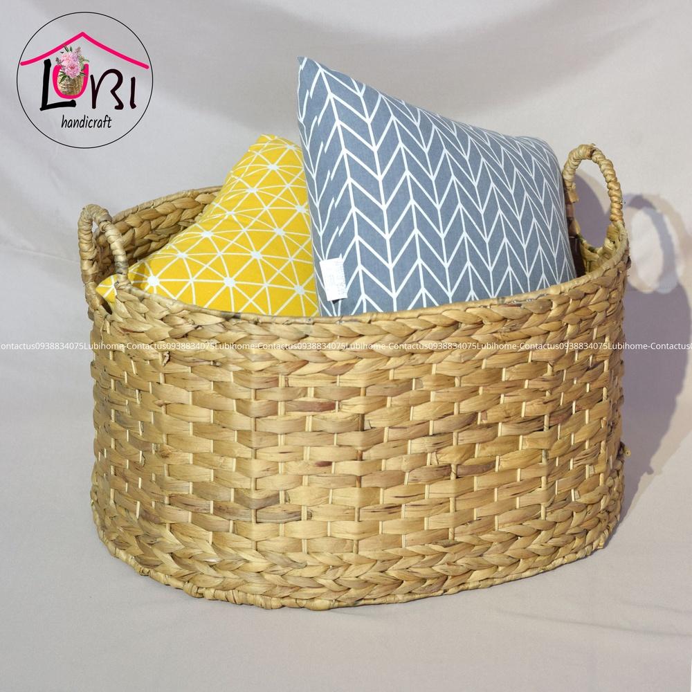 Lubihandicraft - Sọt đựng đồ đan lục bình hình oval - cỡ lớn, sang trọng
