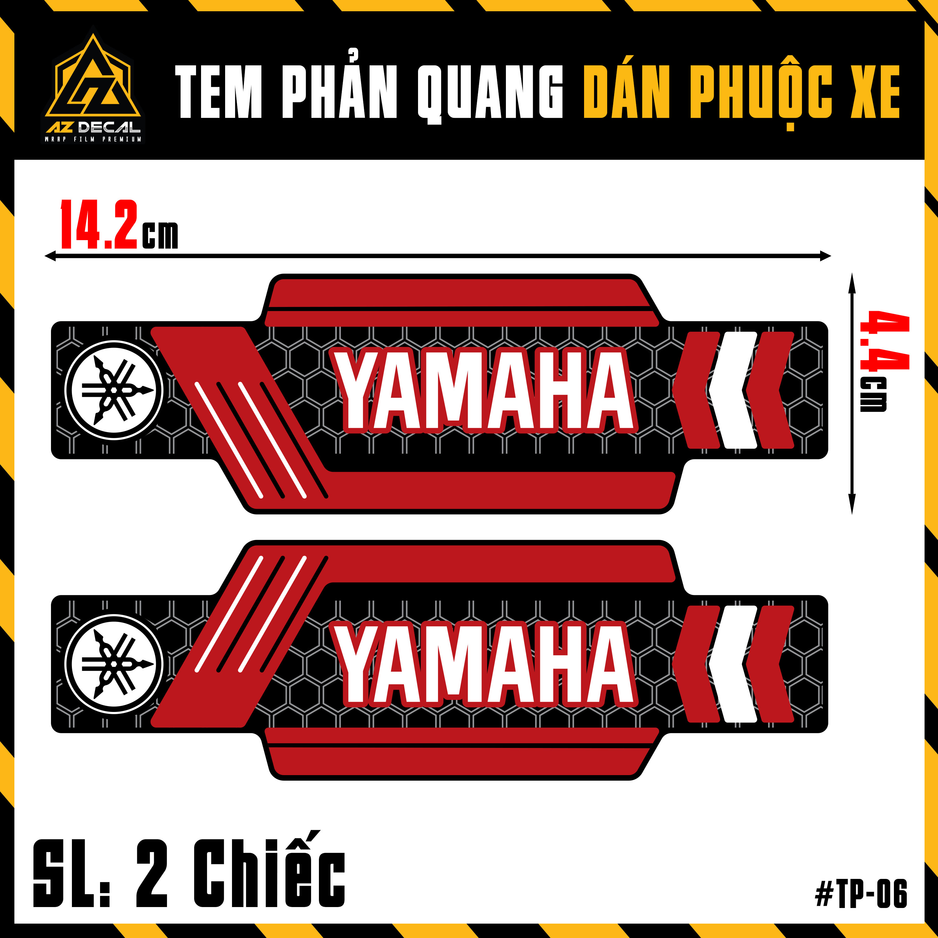 Tem Phuộc Trước Xe Máy, Xe Mô Tô Yamaha | TP06 | Decal Phản Quang Chống Nước, Chống Phai Màu - Xanh - Phản Quang