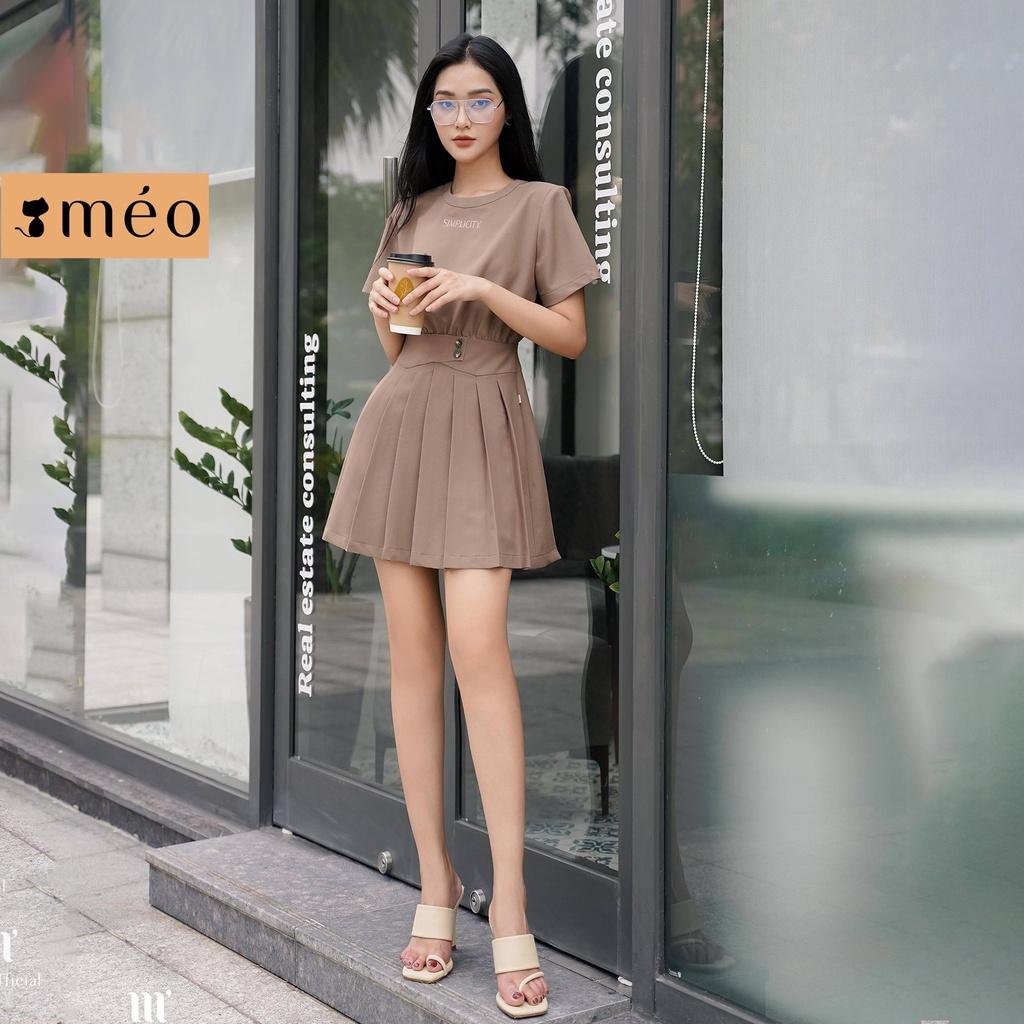 Váy liền nữ Méo shop phối chân váy xếp ly dáng xoè Thurmon