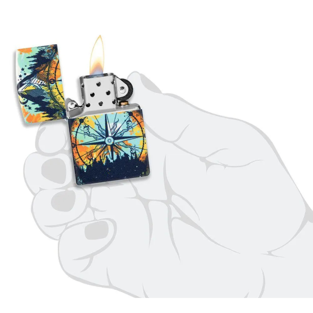 Bật Lửa Zippo Compass Design Glow in the Dark - Zippo Chính Hãng Sơn 540 Màu Phát Sáng Trong Bóng Tối - Hình La Bàn Phiêu Lưu