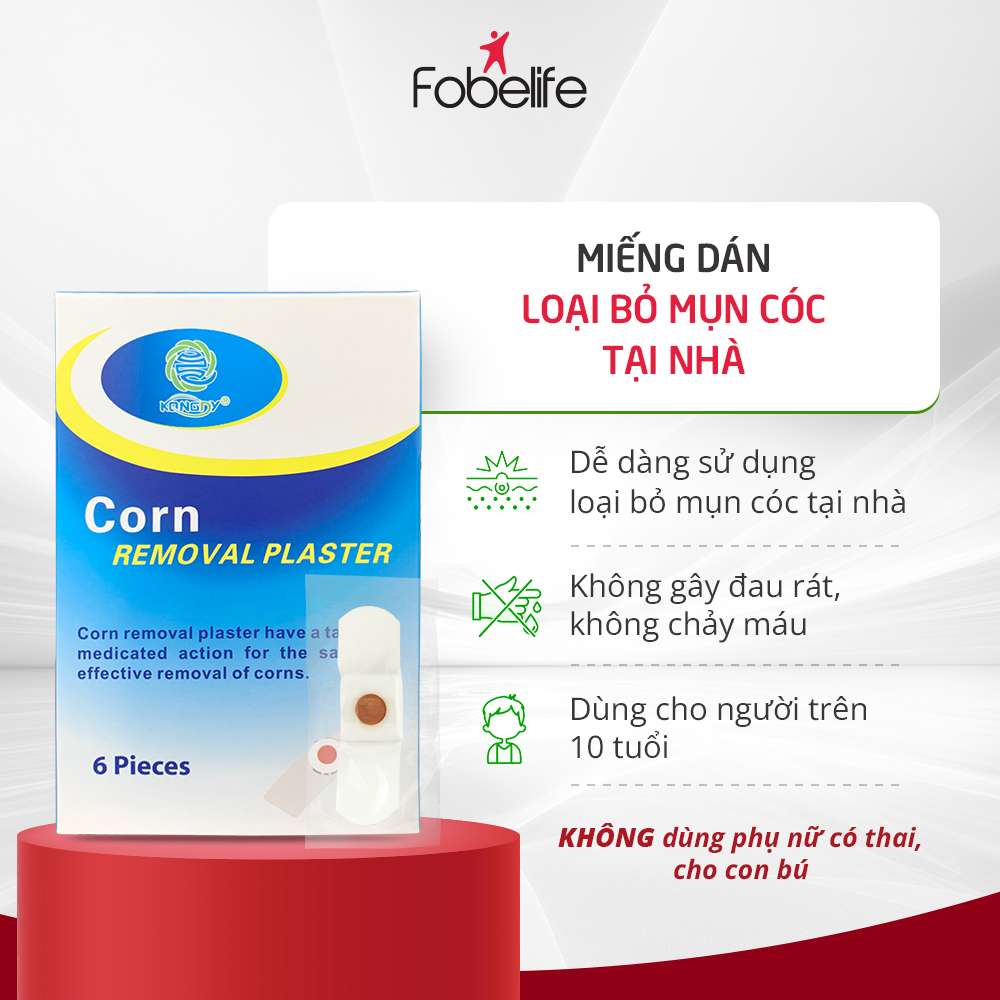 Miếng Dán Loại Bỏ Mụn Cóc Tại Nhà Corn plaster KangDi Fobe - hộp 6 miếng