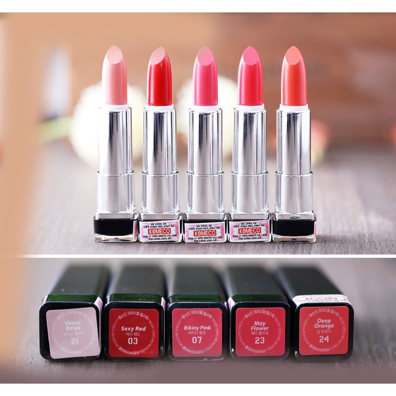 Son thỏi Beauskin Crystal Lipstick Hàn Quốc  3.5g Tặng móc khóa