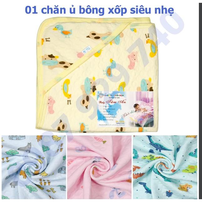 Khăn ủ cotton  kèm mũ loại cao cấp cho bé chất cực đẹp