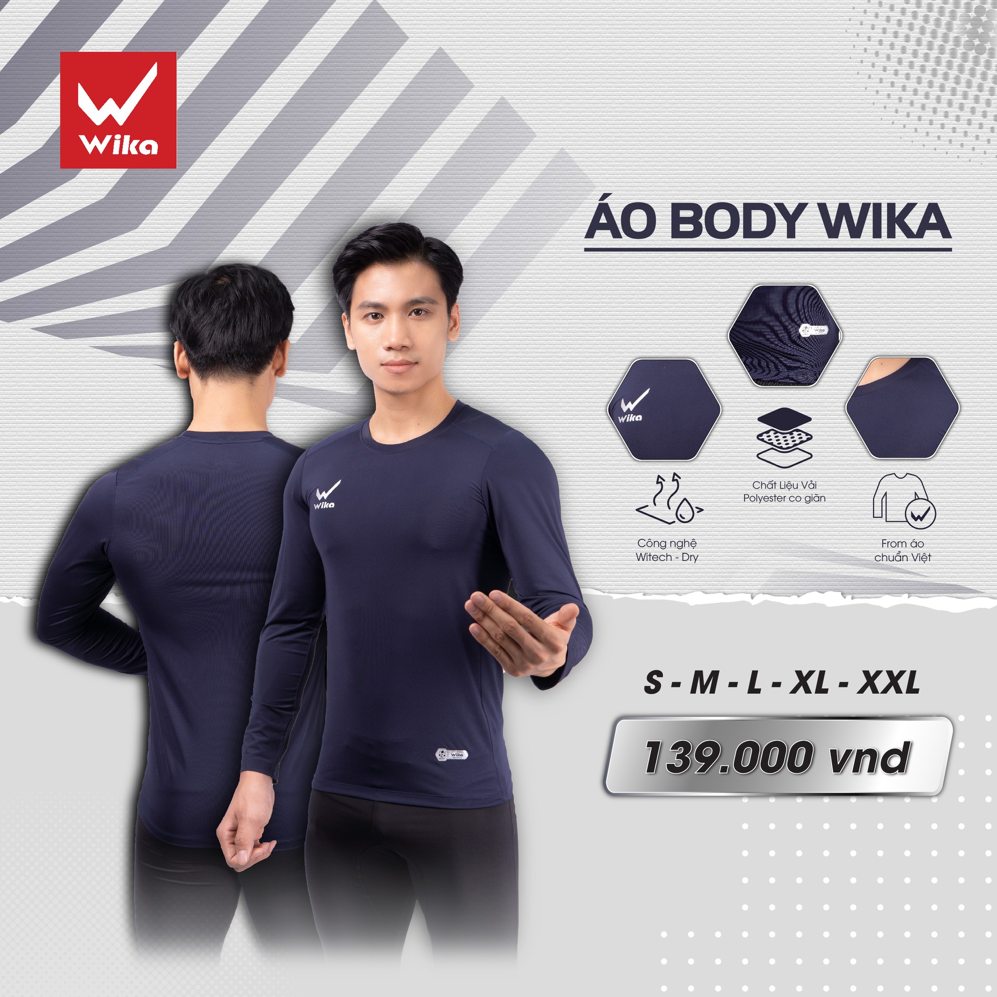 Áo giữ nhiệt cao cấp Wika - Size XXl (75-82 kg) - MÀU TÍM THAN