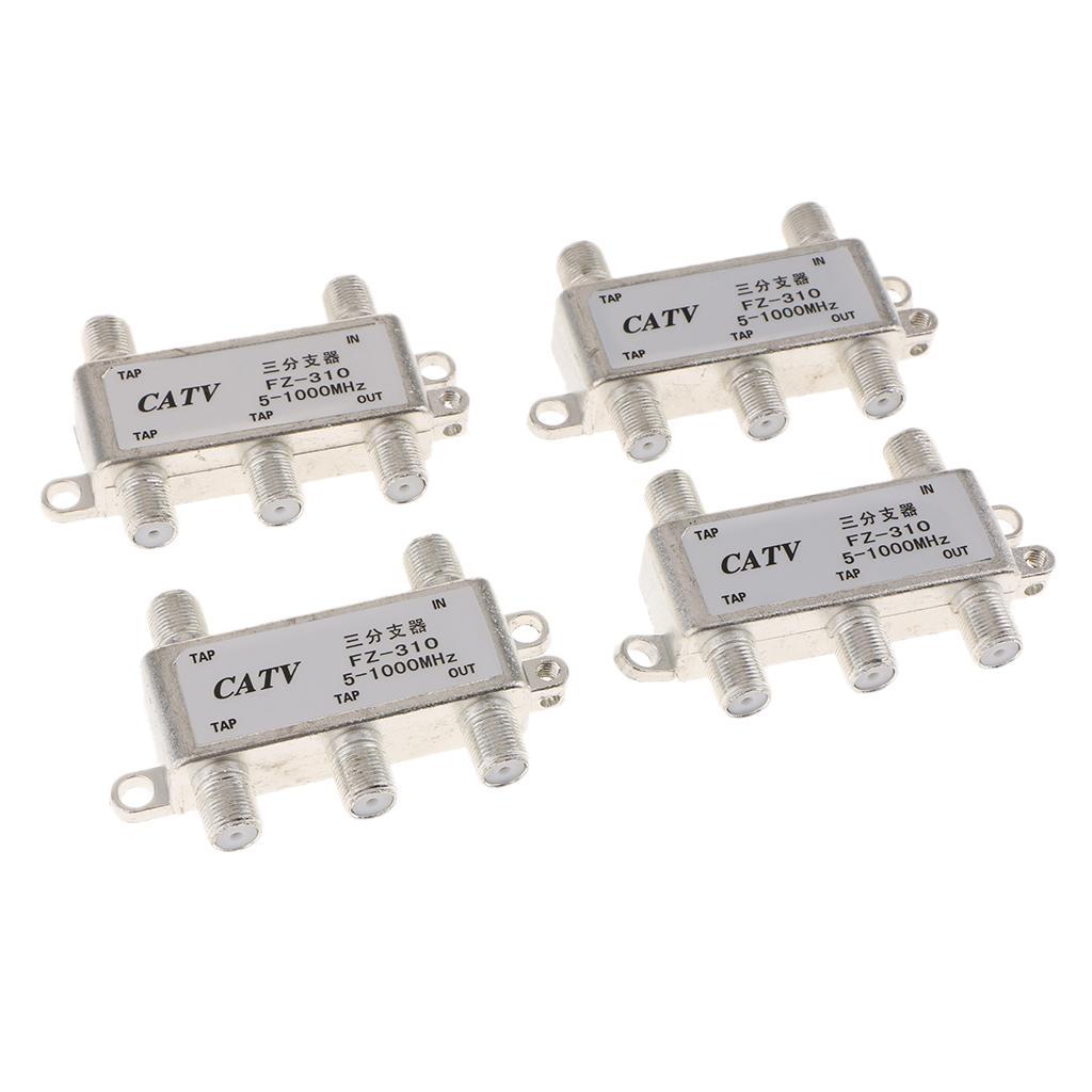 4 Way Cable TV Splitters, Coax Coaxial RG6 Satellite Singal Adapter High Performance