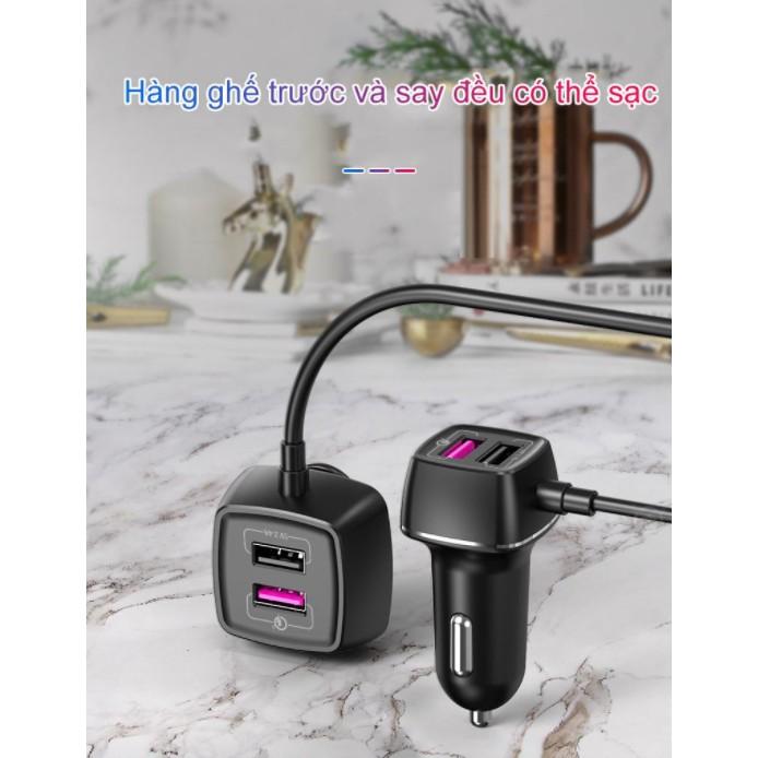 Bộ Sạc USB trên ô tô để trước và sau có đèn led báo hiệu thế hệ mới 2020