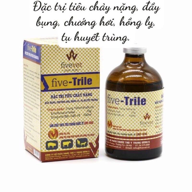 [ THÚ Y ] 1 lọ FIVE-TRILE 100ml Đặc trị tiêu chảy nặng, đầy bụng, chướng hơi, hồng lỵ, tụ huyết trùng dùng cho trâu bò lợn gà chó mèo