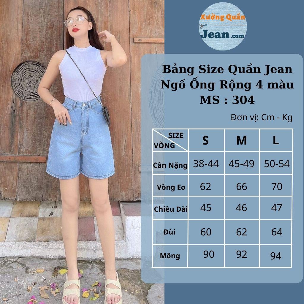 Quần Short Jean Ngố Nữ Ống Rộng Lưng Cao Basic Chất Bò Phong Cách Ulzzang Hàn Quốc 4 Màu - 304 - 438