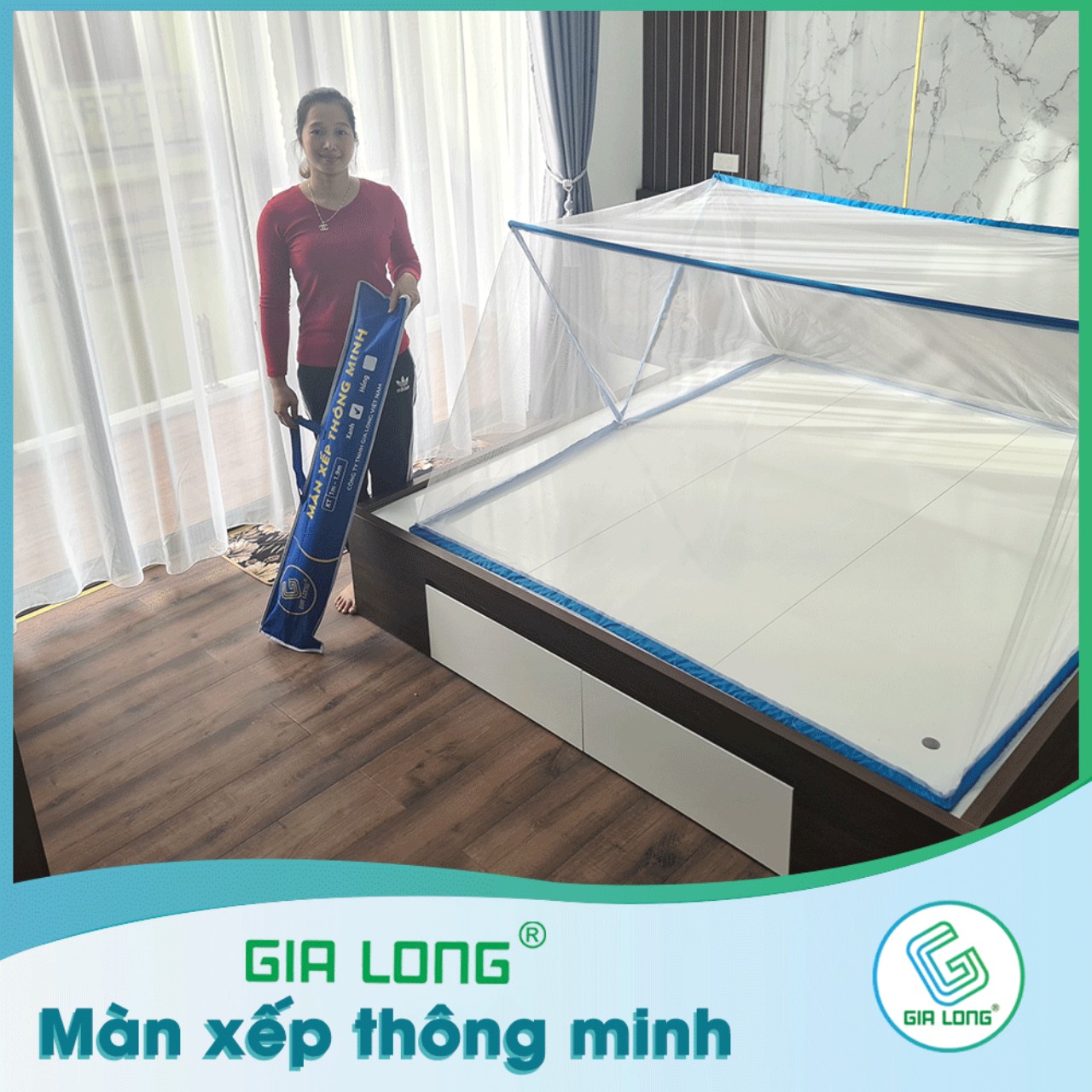 Màn xếp thông minh cao cấp Gia Long-Hàng Chính Hãng