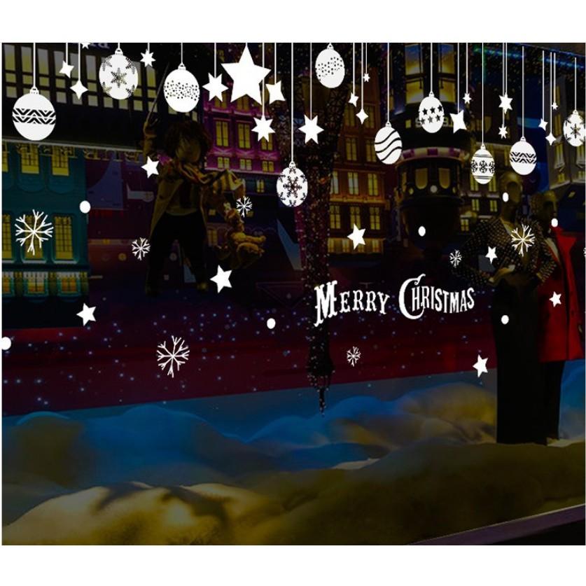 Decal trang trí noel rèm trái châu kèm chữ