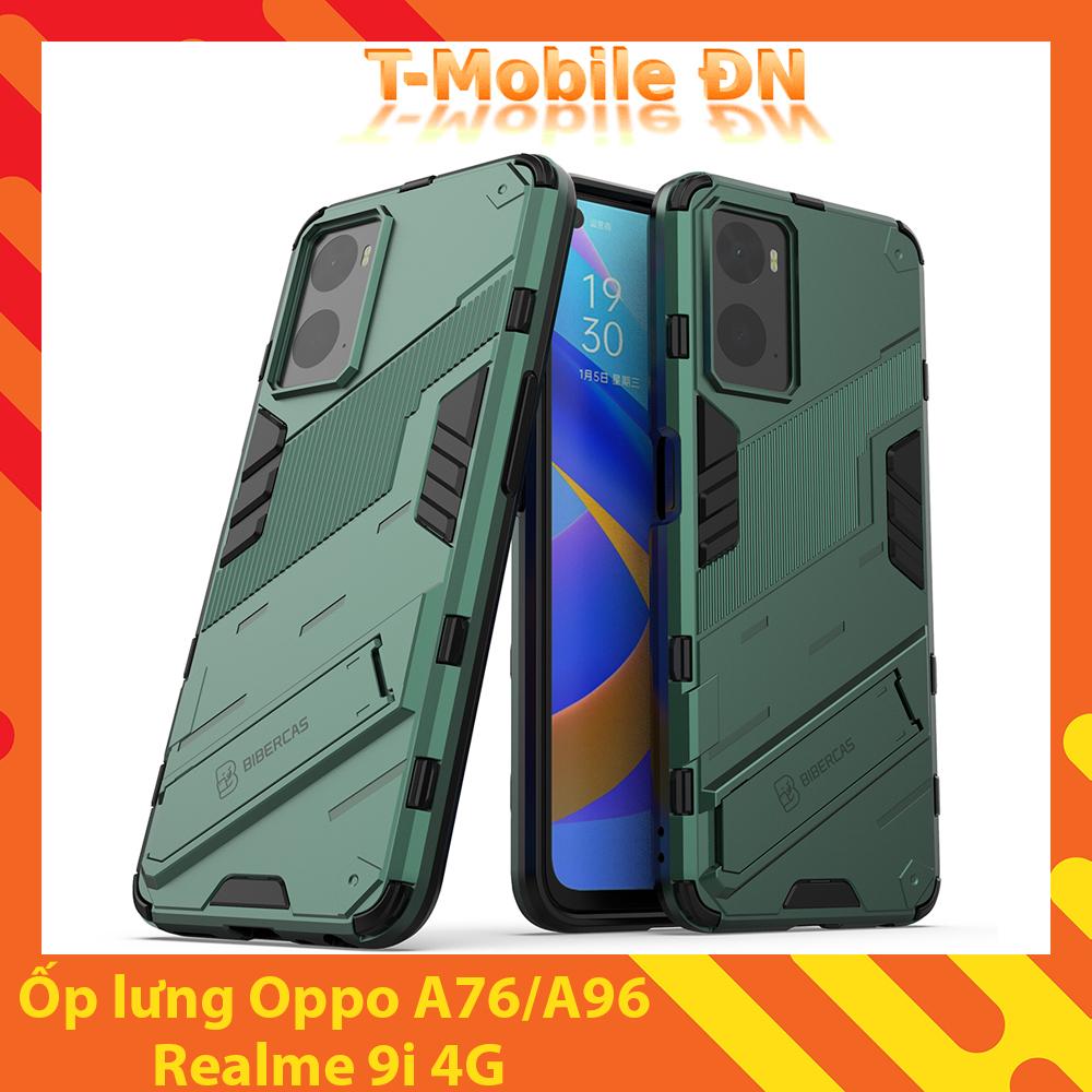 Ốp lưng cho Oppo A76 A96 Realme 9i 4G chống sốc Iron Man PUNK cao cấp kèm giá đỡ