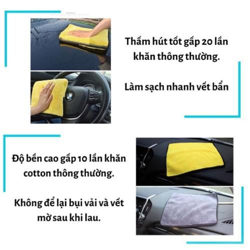 Khăn lau ô tô xe hơi lau bếp lau kính lau tay màu vàng 2 lớp cao cấp siêu sạch siêu thấm hút