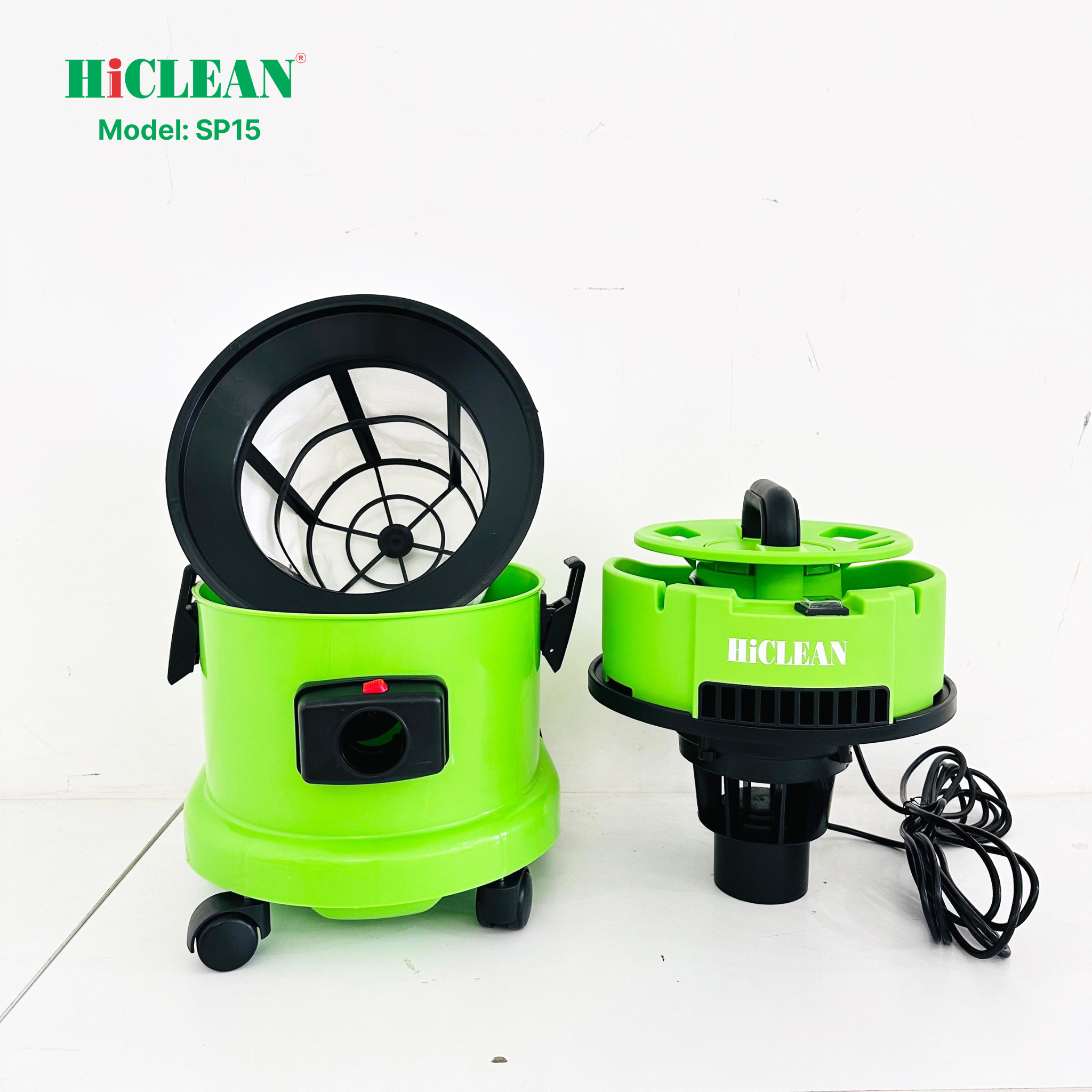 Máy hút bụi gia đình HiClean SP15, công suất 1500W, thùng nhựa ABS, dung tích 15L - Hàng Chính Hãng